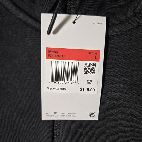 Nike Tech Fleece Windrunner Black Cool Grey White FZ4709-011 Mens Size Large - Picture 2 of 5